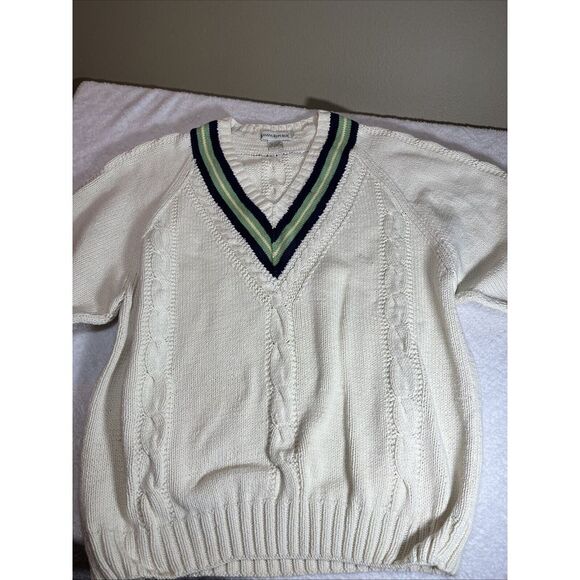 Banana Republic Other - VTG‎ Banana Republic Varsity Tennis sweater Mens cableknit Y2K pickleball L READ